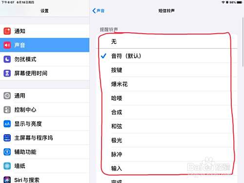 iPad怎么调节电话和短信的铃声