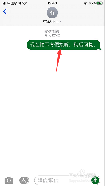 苹果不接电话自动回复短信怎么设置