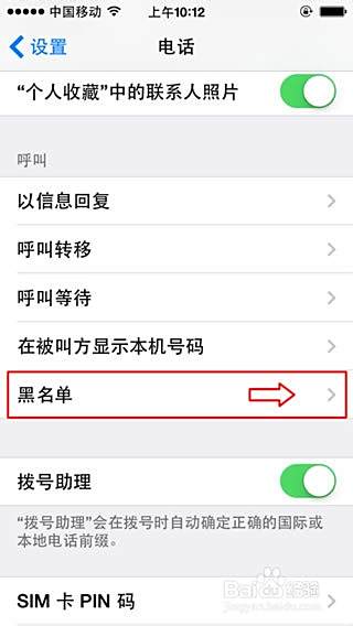 iPhone、苹果手机的电话黑名单在那里？