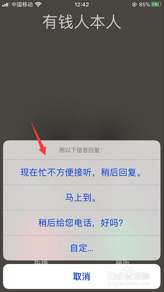 苹果不接电话自动回复短信怎么设置