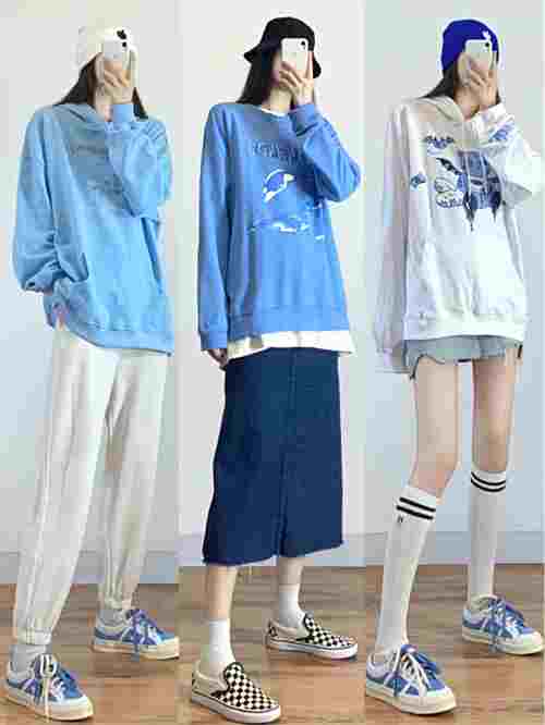 OOTD |女生穿搭｜关于蓝色卫衣穿搭