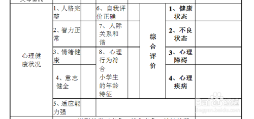 小学生心理健康档案表怎么填写