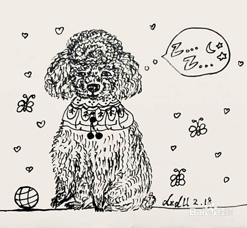 插画教程之打瞌睡的泰迪犬