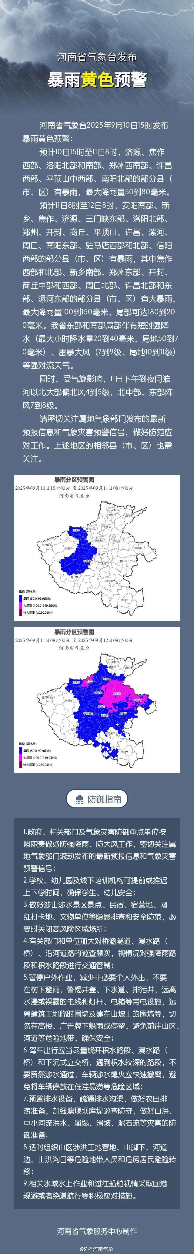 暴雨、大暴雨!黄色预警!洛阳5天有雨