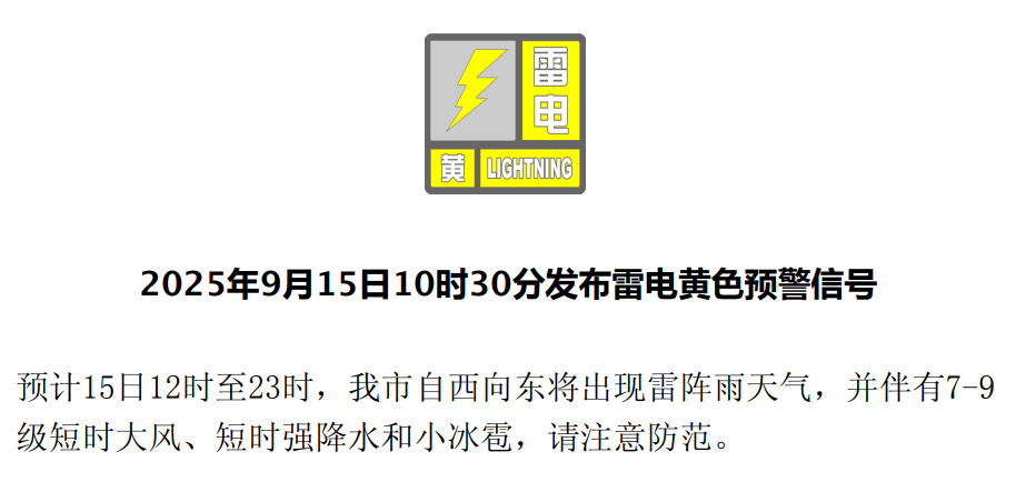 北京市气象台发布雷电黄色和大风黄色预警信号