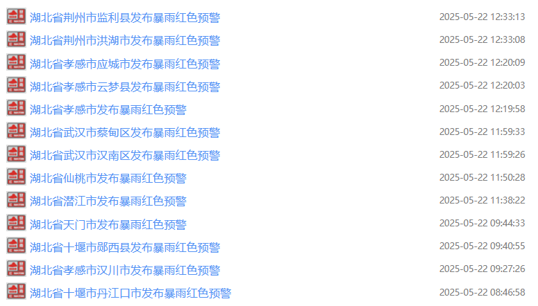 暴雨红色预警连发！湖北迎降雨最强时段