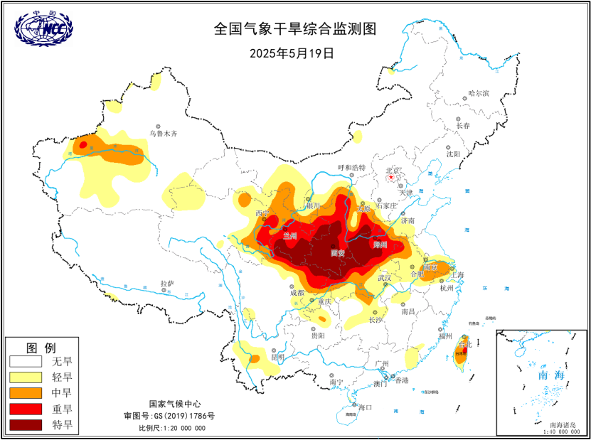 中央气象台5月19日18时继续发布气象干旱黄色预警