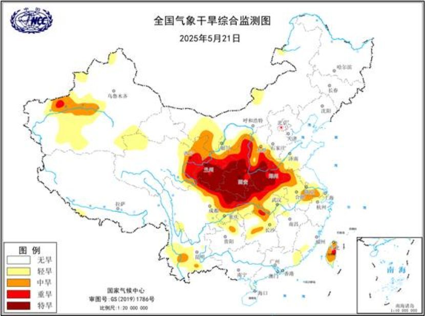 中央气象台5月21日18时继续发布气象干旱黄色预警