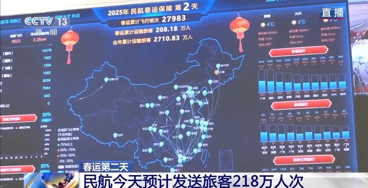 春运第二天 民航预计发送旅客218万人次