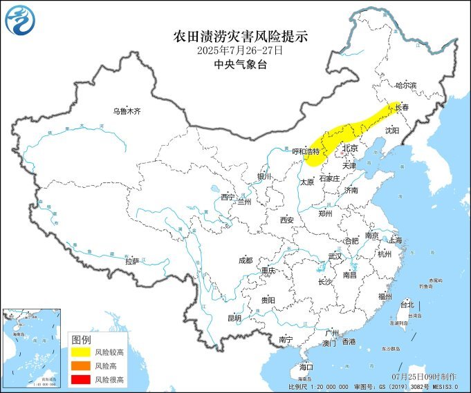 农业农村部和中国气象局7月25日联合发布农田渍涝灾害风险提示