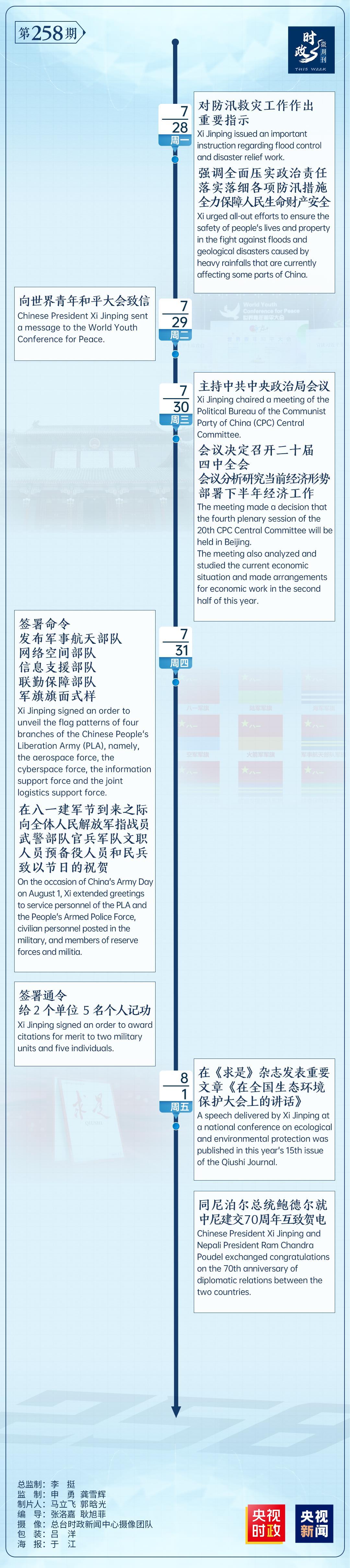 时政微周刊丨总书记的一周（7月28日—8月3日）