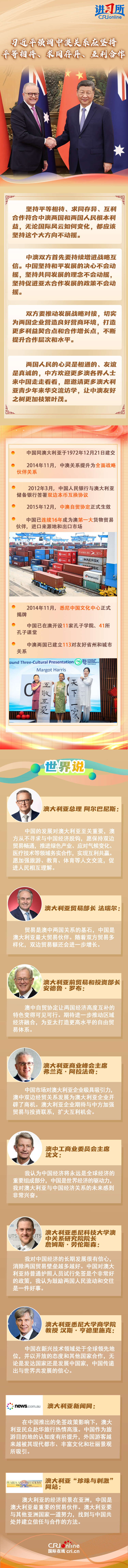 【讲习所·中国与世界】习近平强调中澳关系应坚持平等相待、求同存异、互利合作