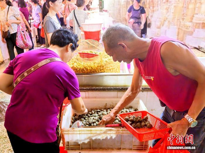 广东台山开渔后游客如织 争先选购心仪海产品