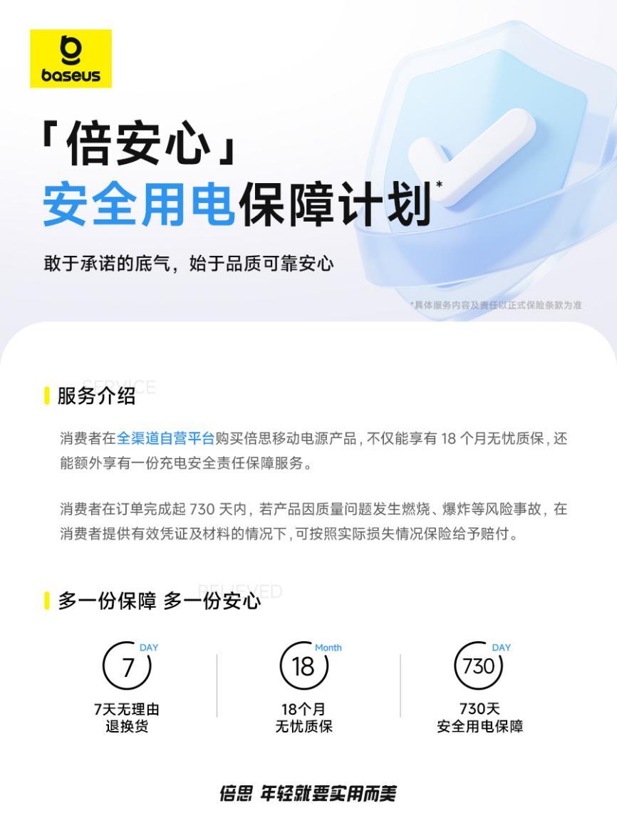 Baseus倍思全面上线“倍安心”安全用电保障计划