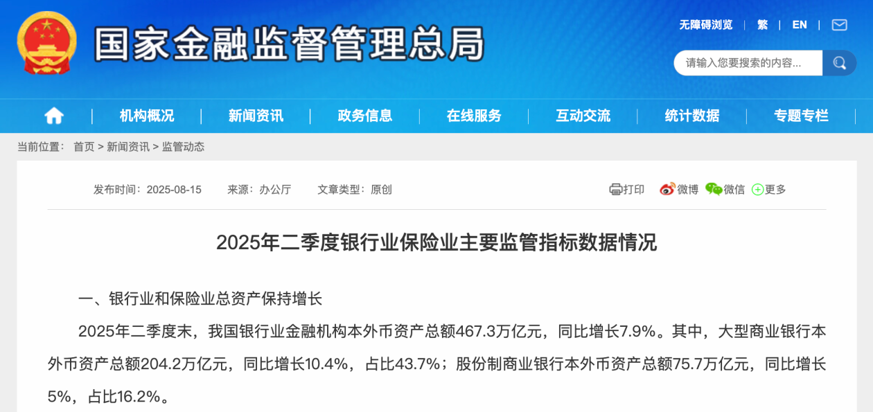 二季度银行业数据出炉，总资产保持增长