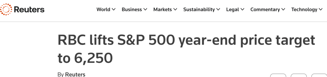 RBC上调标普500目标价
