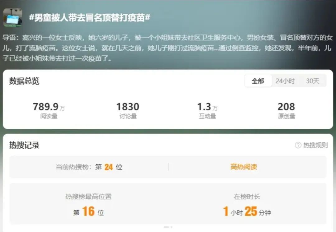 6岁男童被邻居带去顶替女孩打疫苗！倒查发现半年前也打过，警方已立案