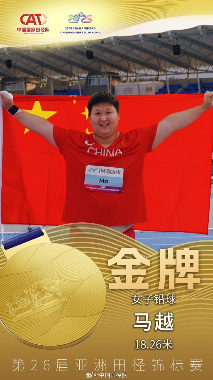 点赞！田径亚锦赛中国选手获得女子铅球、跳远、铁饼项目3金1银