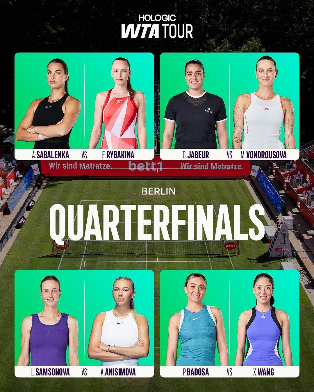 王欣瑜将迎战巴多萨 WTA500柏林站八强对阵图来了