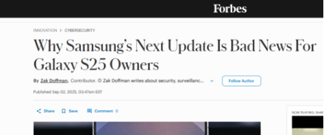 外媒:为什么三星的下一次更新对Galaxy S25用户来说是个坏消息?