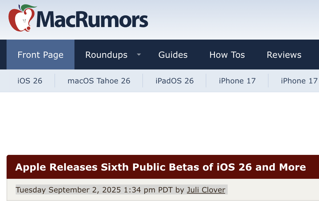 苹果发布 iOS 26 的第六个公开测试版:“液态玻璃”设计首次贯穿全平台
