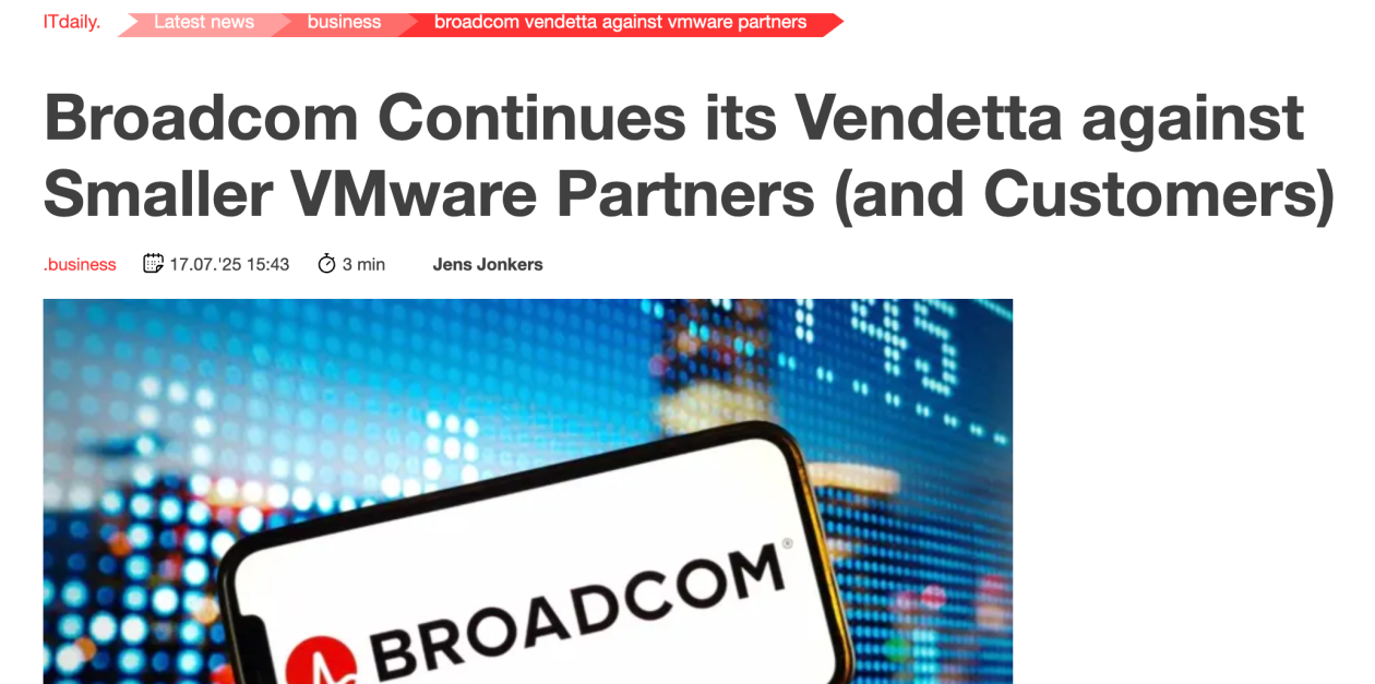 博通再削VMware渠道网络：小型合作伙伴被淘汰