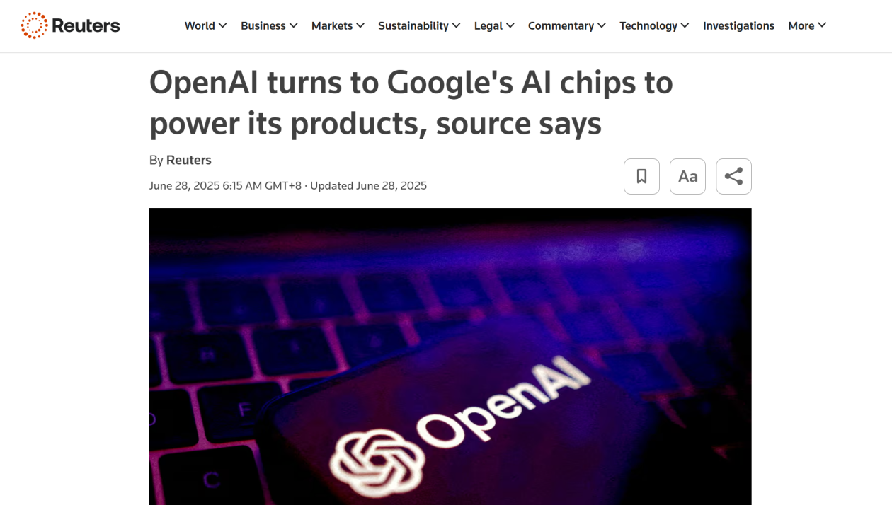 OpenAI：正对谷歌 TPU 进行早期测试