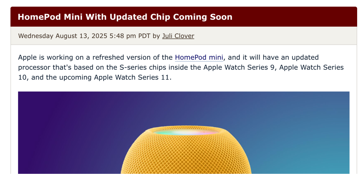 苹果新一代HomePod mini曝光：或搭载S11芯片
