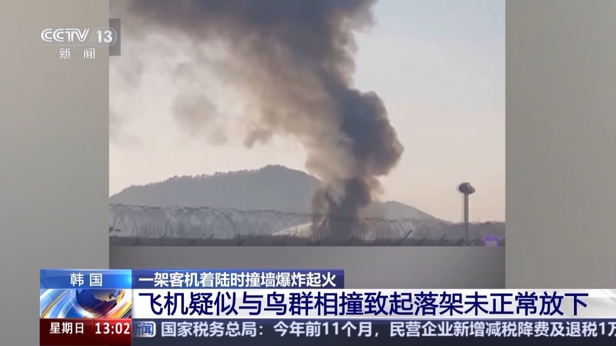 韩国坠毁客机除机尾部分外已燃烧殆尽