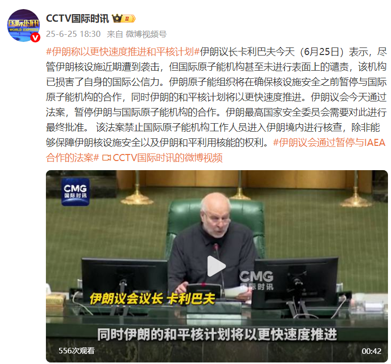 伊朗称以更快速度推进和平核计划