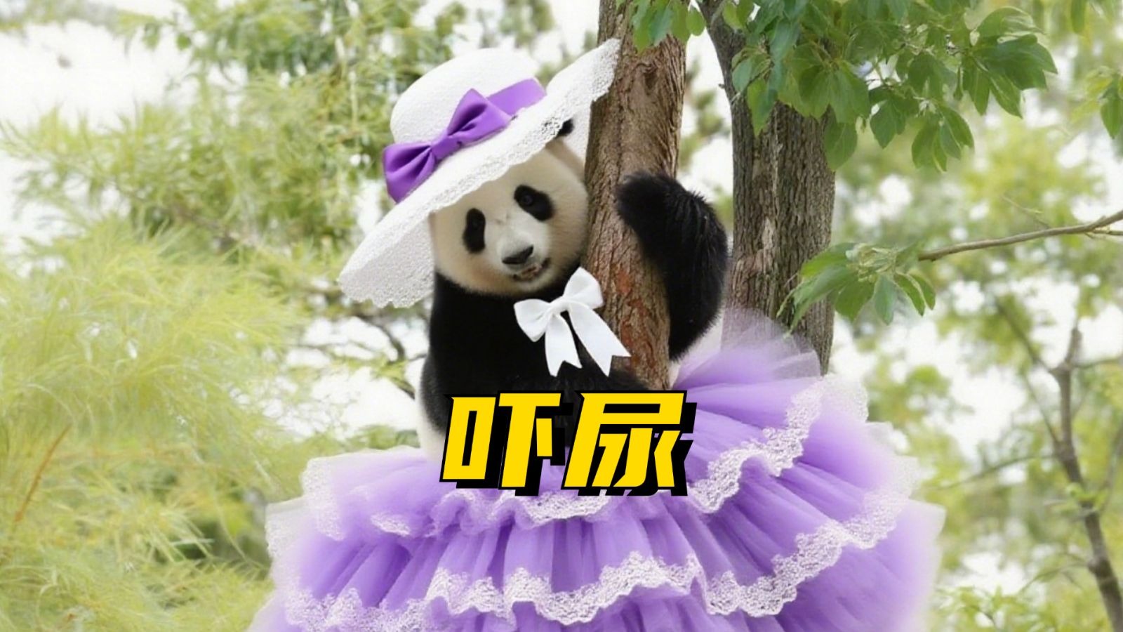 爬树的熊多了，爬树掉下来吓尿的就只有它了
