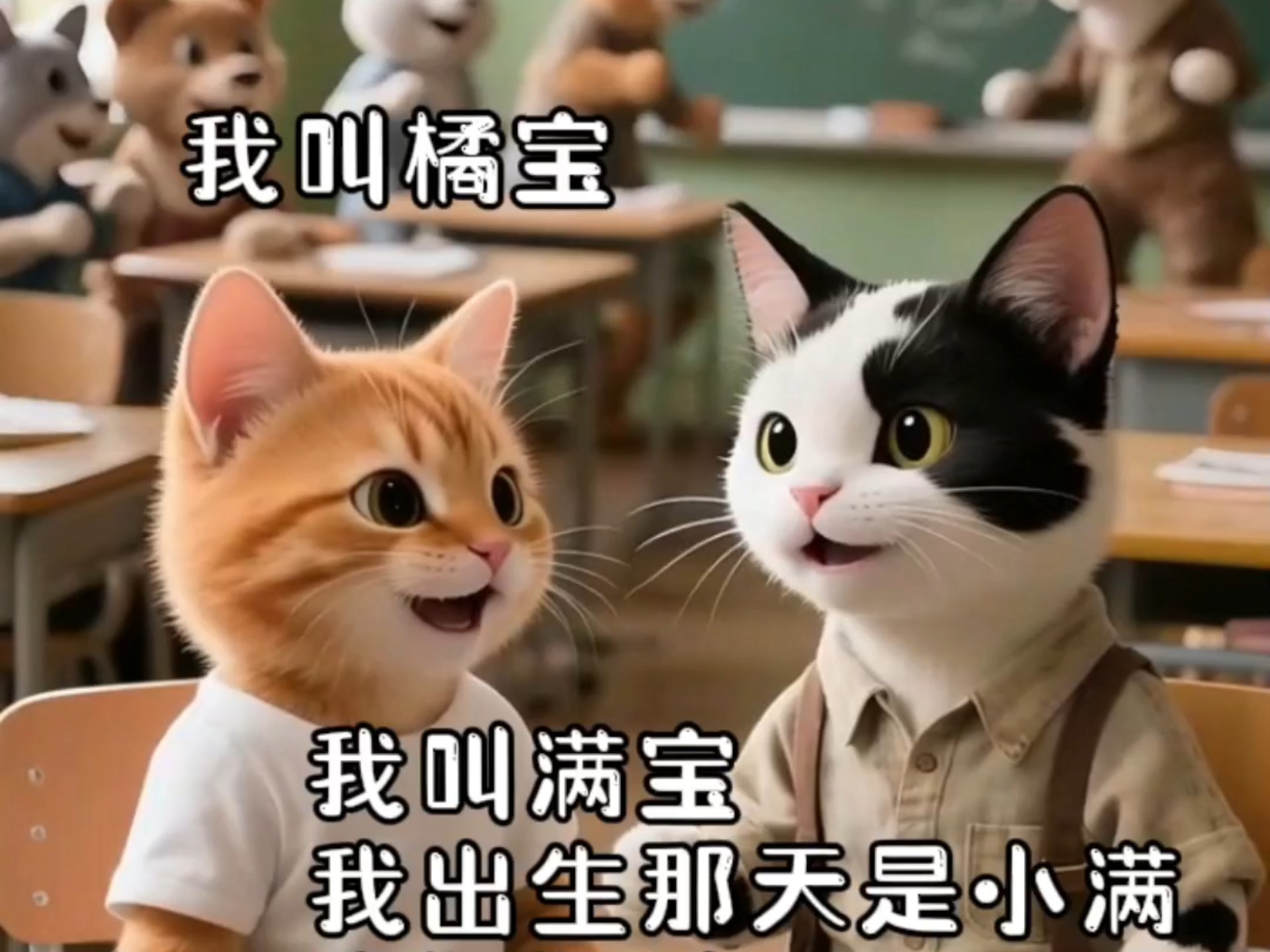 开学第一天，小橘猫穿上了珍藏许久的白色T恤，他还认识了新朋友！