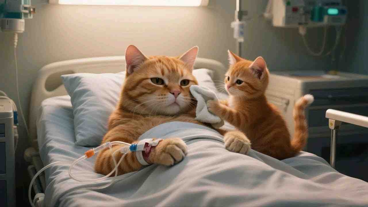 猫妈妈为了给孩子更好的生活出了意外，懂事乖巧的孩子每天细心