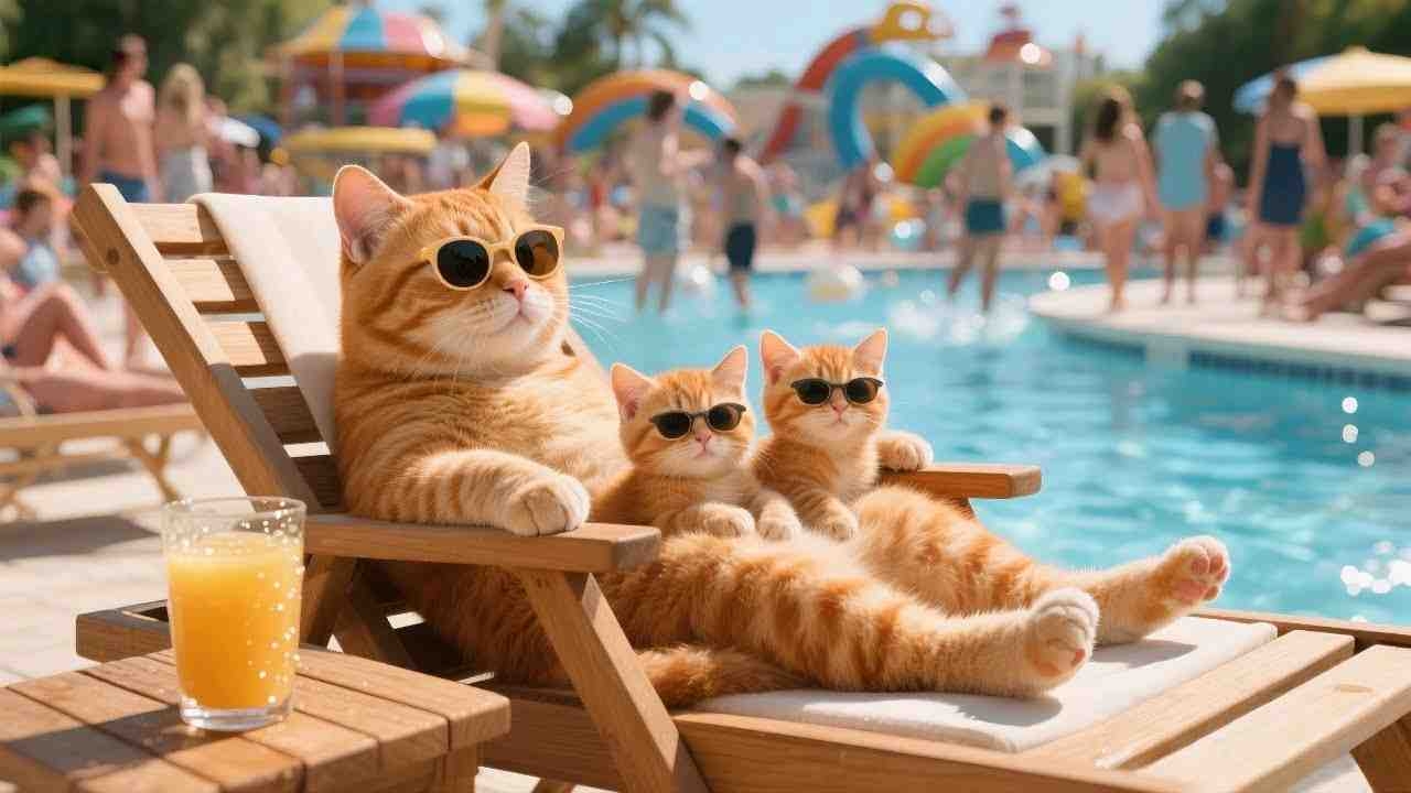 小猫看到电视里面有其他小猫在玩水，它们也想去玩