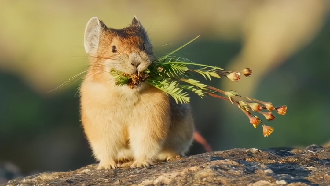 鼠兔每天忙碌的叼草，为冬天储备过冬食物了