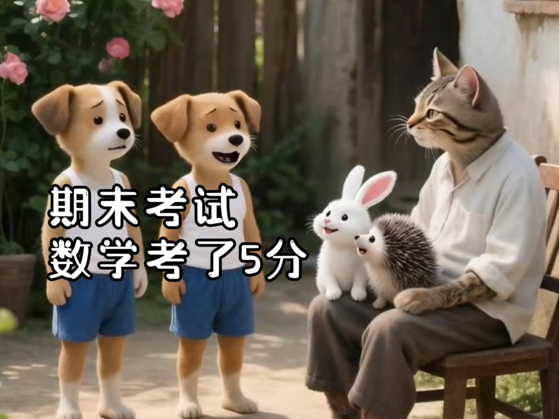 小狗期末考试考砸了，躲在橘宝家后院！
