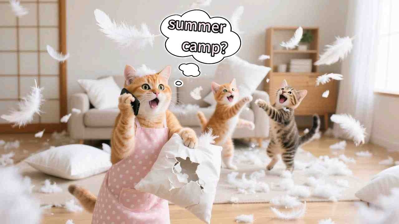 两只小猫太调皮了，在房间里面乱涂乱画还捣乱