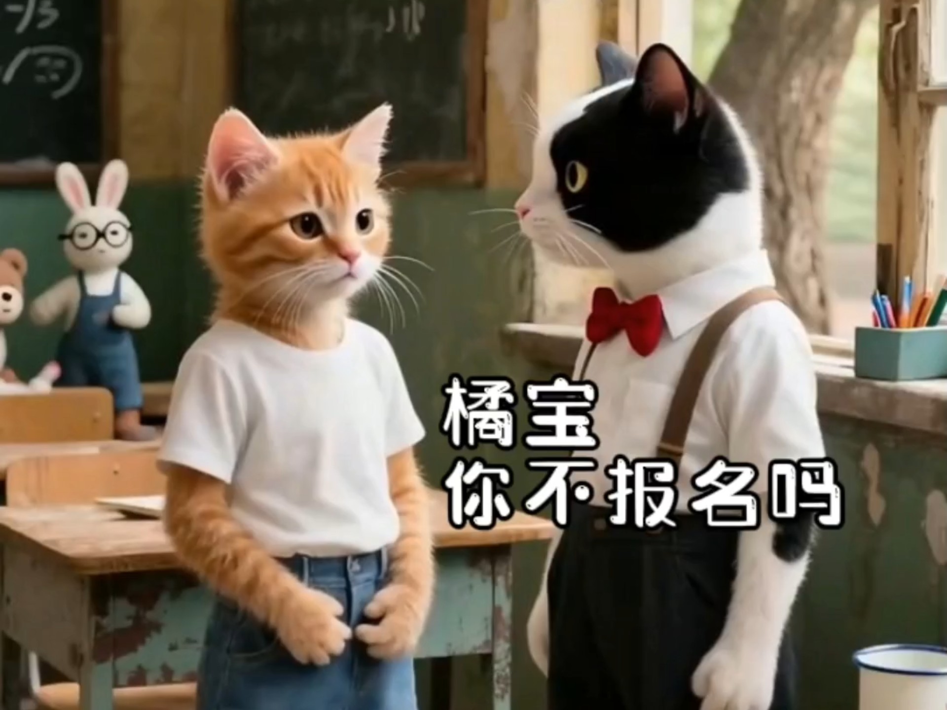 学校的每一天都是新的，小橘猫憧憬着适应着，他会度过每一个小小