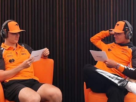 【F1/McLaren】兰多和奥斯卡玩戴耳机猜对方说话
