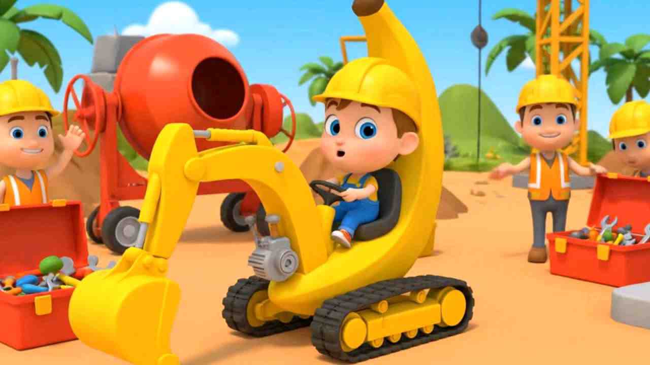 儿童早教益智启蒙玩具车工程车来喽 挖土机的轮子转呀转！