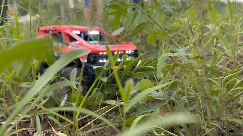 美嘉欣H12P RC攀爬车翻车在草窝里了