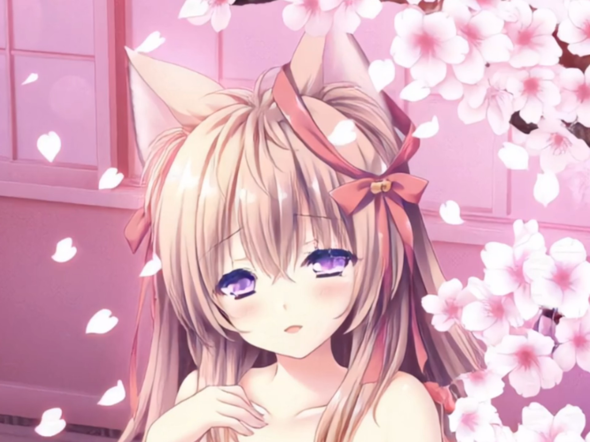 【AI动态壁纸】樱花与兽耳娘