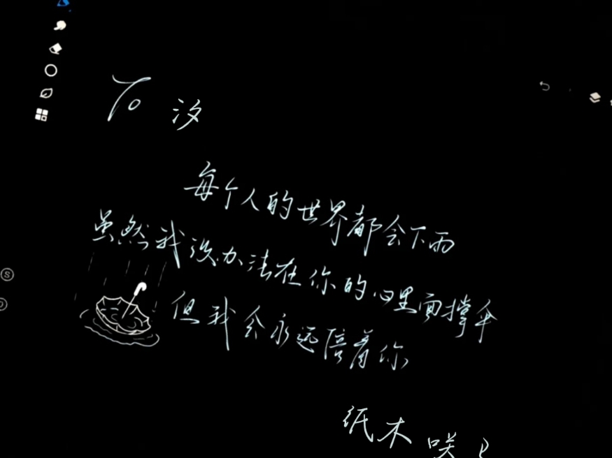 每个人的世界都会下雨，虽然我没办法在你的心里撑伞，但我会永远