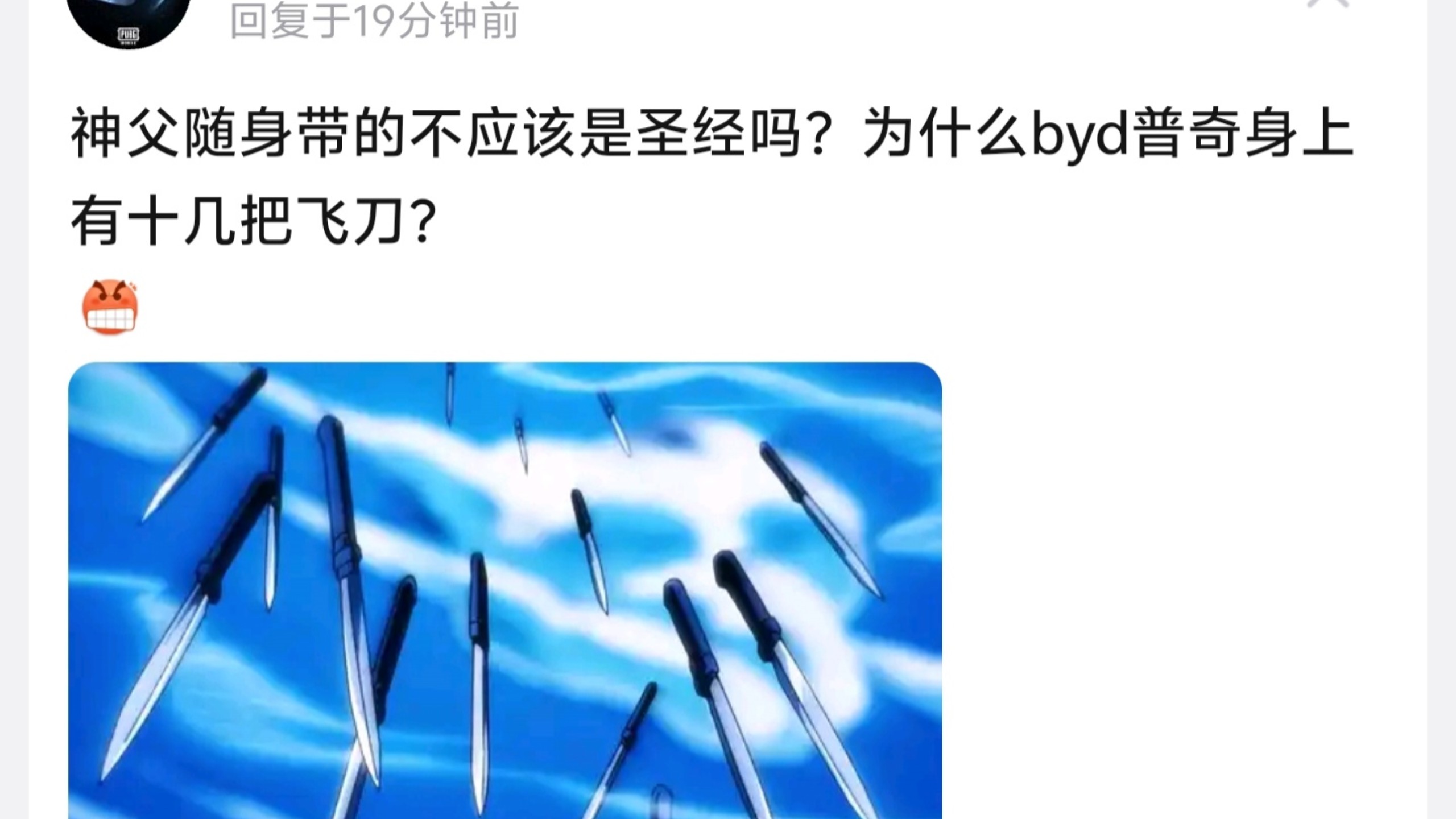 神父随身带的不应该是圣经吗?为什么普奇身上有十几把飞刀?