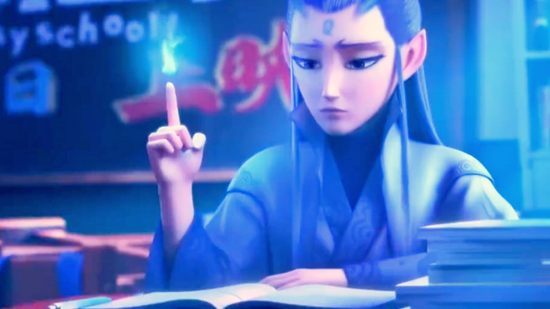 哪吒敖丙联动茶啊二中，乖乖龙一个在教室点灯《哪吒番外短片》