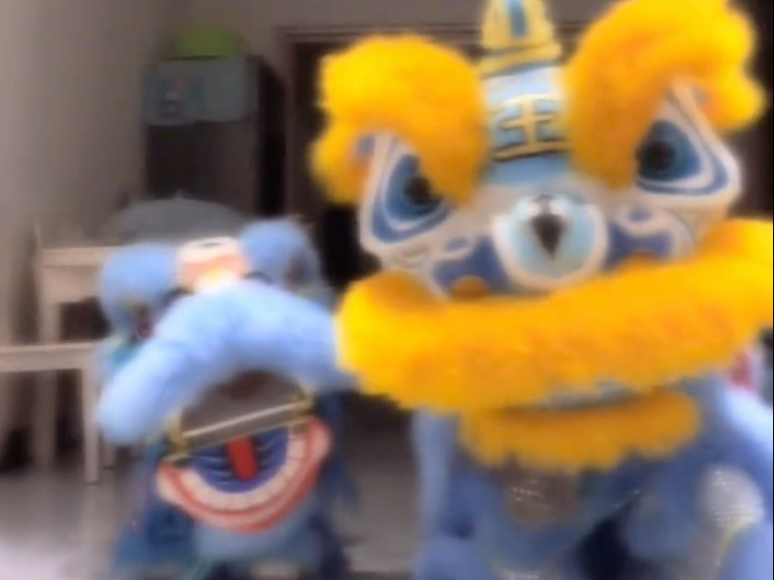 ✨萌到犯规！一大一小舞狮CP太可爱啦！～