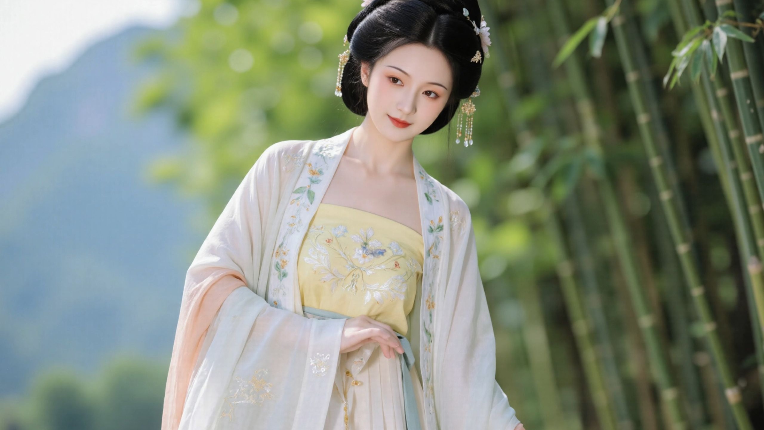 竹涧倩影《织梦令·相逢于微时》：我见青山多妩媚，青山见我应如