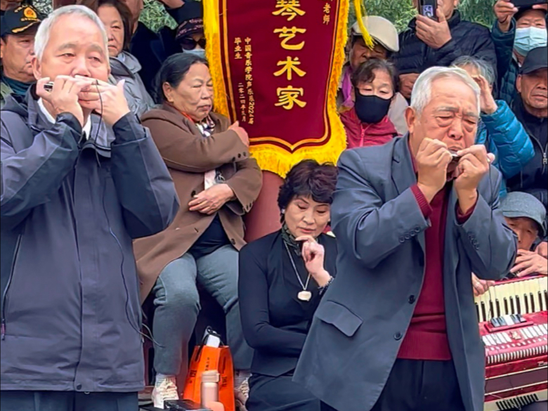 街头口琴艺术家表演牧民新歌！
