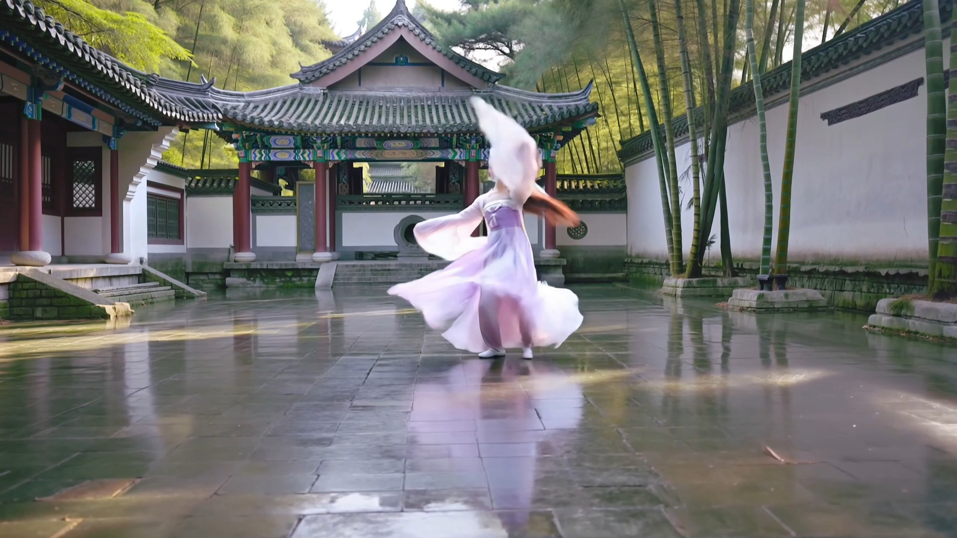 古典庭院中优雅起舞