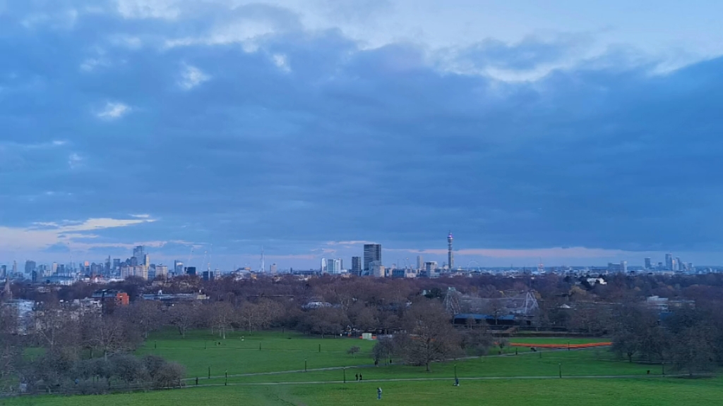Primrose Hill（中文不知道如何翻译）一个小山坡上看伦敦全景。#